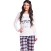 Pijama Manga Longa Feminino Xadrez Algodão