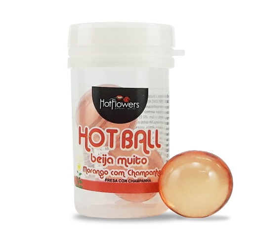 Hot Ball Beija Muito Duplo Sabor/Aroma Morango Com Champagne Hot Ball Beija Muito Duplo Sabor/Aroma Morango Com Champagne