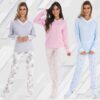 Pijama Manga Longa Feminino Fechado Canelado