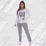 Pijama Manga Longa Feminino Fechado PA