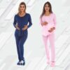 Pijama Manga Longa Feminino Aberto de Botões PA