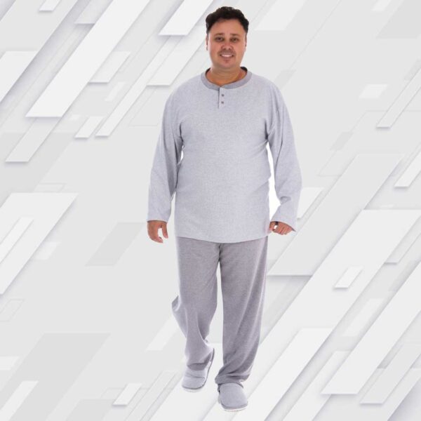 Pijama Manga Longa Masculino Fechado Canelado