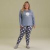 Pijama Manga Longa Feminino Com Legging Microfibra