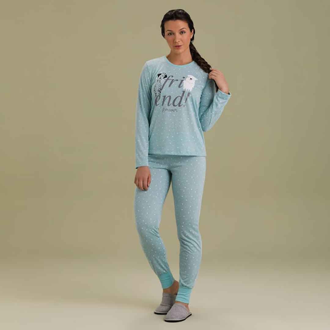 Pijama Manga Longa Feminino Com Legging PV Pijama Manga Longa Feminino Com Legging PV