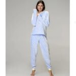 Pijama Manga Longa Feminino Calça Com Punho Fleece