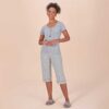 Pijama Capri Manga Curta Aberto de Botões Viscolycra