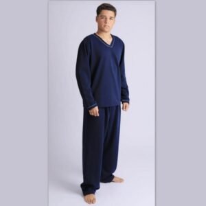 Pijama Manga Longa Masculino Gola V Moletinho Peluciado