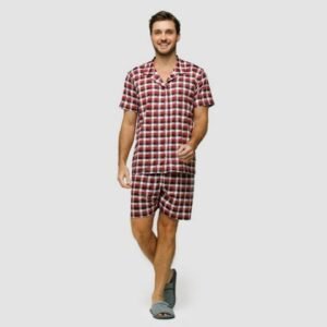 Pijama Manga Curta Masculino Aberto de Botões Delicate