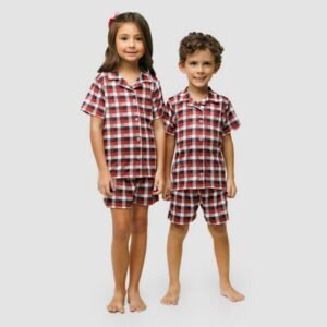 Pijama Manga Curta Infantil Fe Aberto de Botões Delicate