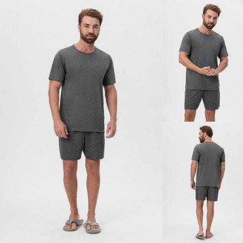 Pijama Manga Curta Masculino Gola Redonda PV Pijama Manga Curta Masculino Gola Redonda PV