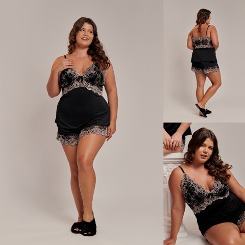 Short Doll Alça Liganete/Renda Short Doll Alça Liganete/Renda