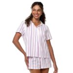 Short Doll Manga Curta Aberto de Botões Algodão