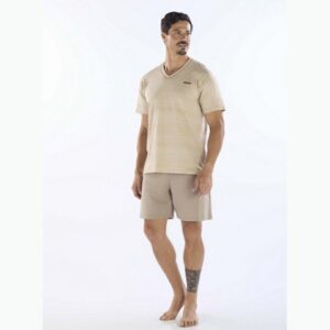 Pijama Manga Curta Masculino Gola Redonda Algodão