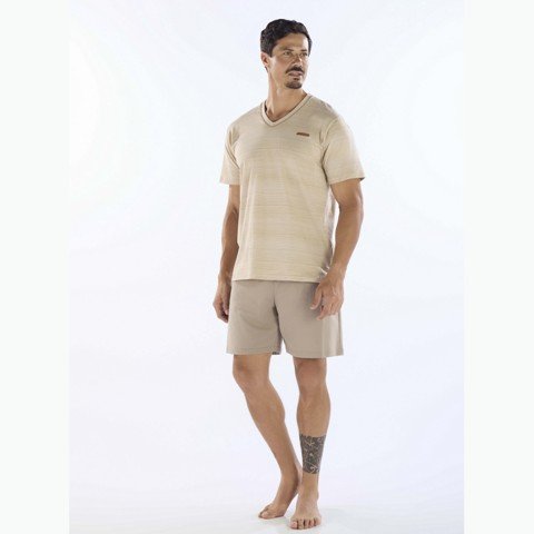 Pijama Manga Curta Masculino Gola Redonda Algodão Pijama Manga Curta Masculino Gola Redonda Algodão