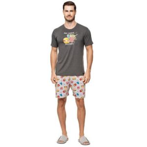 Pijama Manga Curta Masculino Gola Redonda Delicate