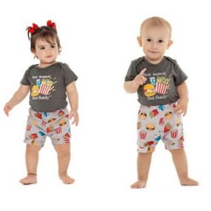 Pijama Manga Curta Infantil Fe Body Manga Curta Delicate