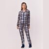 Pijama Manga Longa Feminino Aberto de Botões Suede