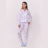 Pijama Manga Longa Feminino Aberto de Botões Suede