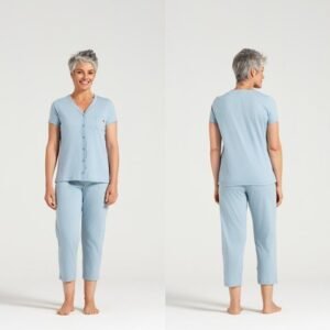 Pijama Capri Aberto de Botões Algodão