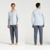 Pijama Manga Longa Masculino Aberto de Botões Algodão