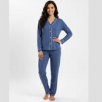 Pijama Manga Longa Feminino Aberto de Botões PV