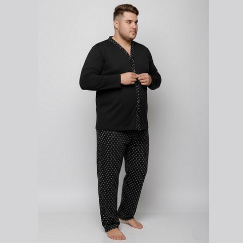 Pijama Manga Longa Masculino Aberto de Botões PV Pijama Manga Longa Masculino Aberto de Botões PV